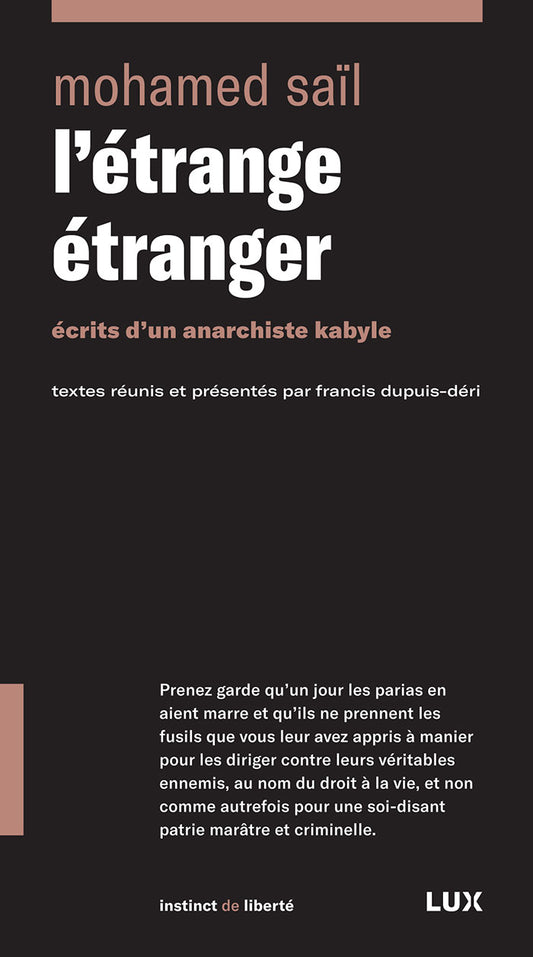 L' étrange étranger - Écrits d'un anarchiste Kabyle par Mohamed Saïl